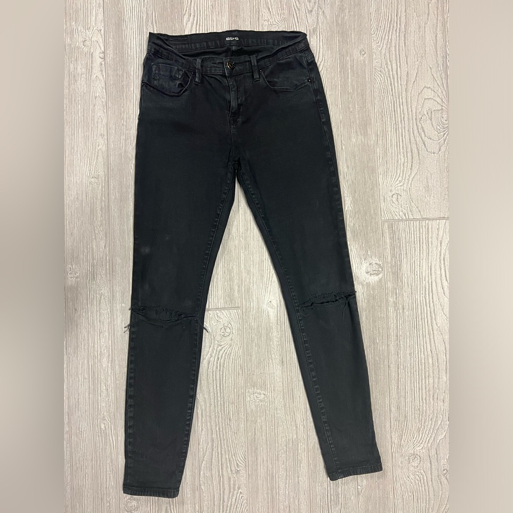 BDG Twig Ankle Jeans Size 29 Black Mid Rise Skinny Distressed Denim
